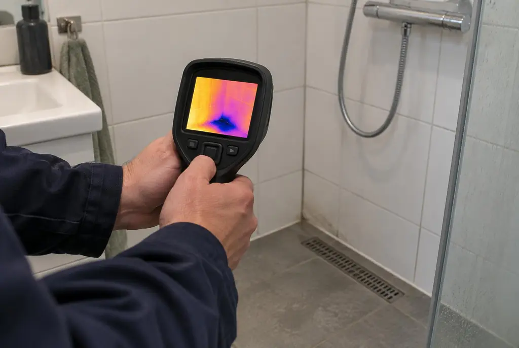 Lekdetectie Naarden – lekdetectiespecialist met warmtebeeldcamera in een badkamer